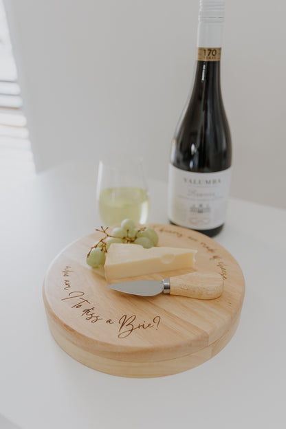 Cheesy Puns Engraved Round Cheese Board - 3 design options