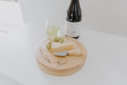 Cheesy Puns Engraved Round Cheese Board - 3 design options