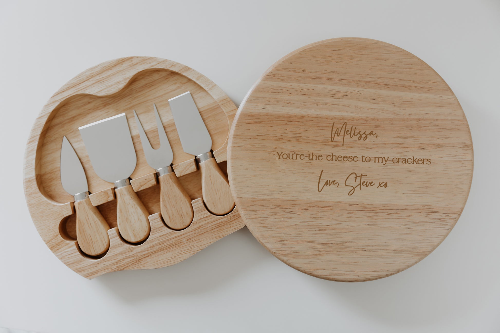 You're the cheese to my crackers round engraved cheese board ,gifts for him, gifts for her