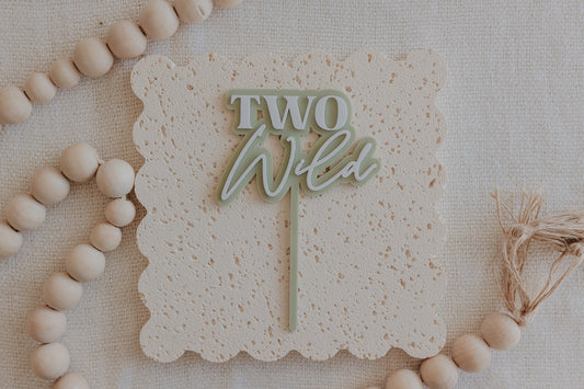 Two Wild Second Birthday cake topper, double layer acrylic cake topper