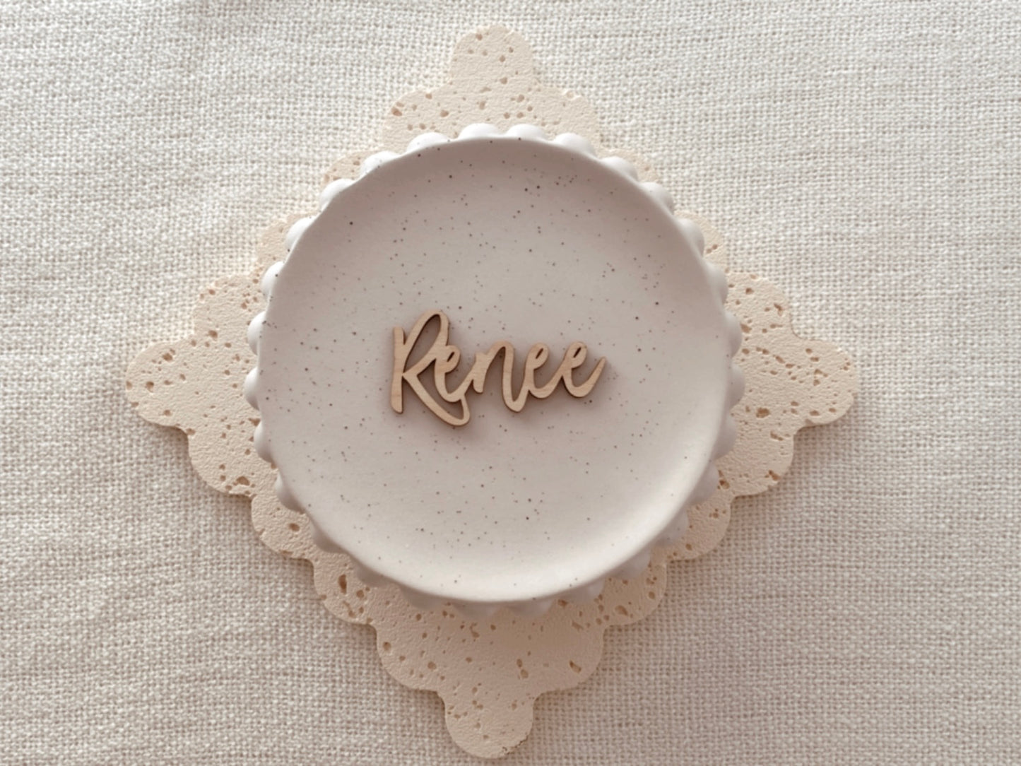 Wooden laser cut name place cards wedding table placement