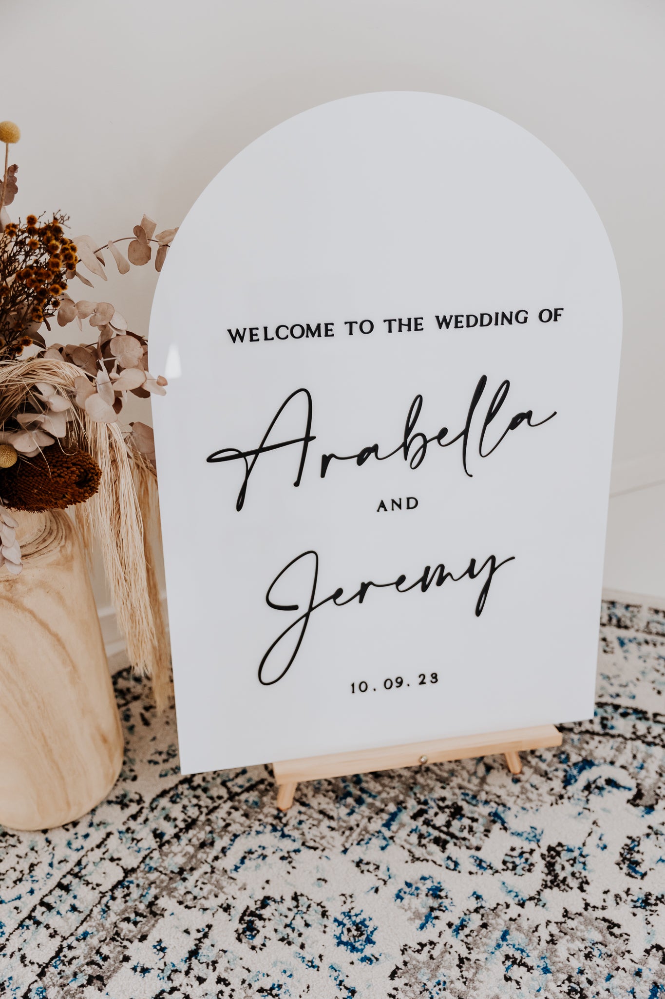 Wedding Welcome Sign White and black acrylic