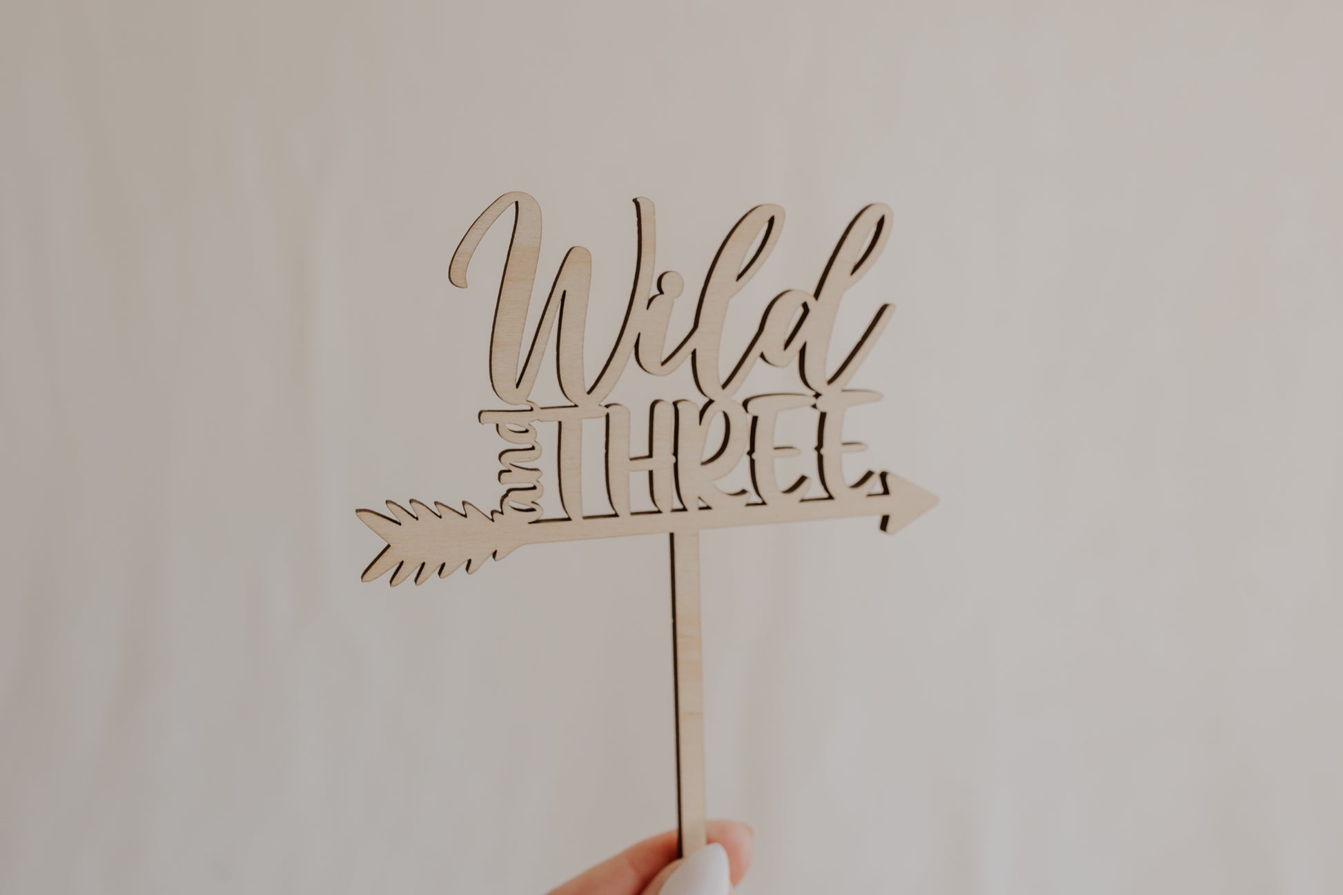 Wild and Three third birthday cake topper Wooden