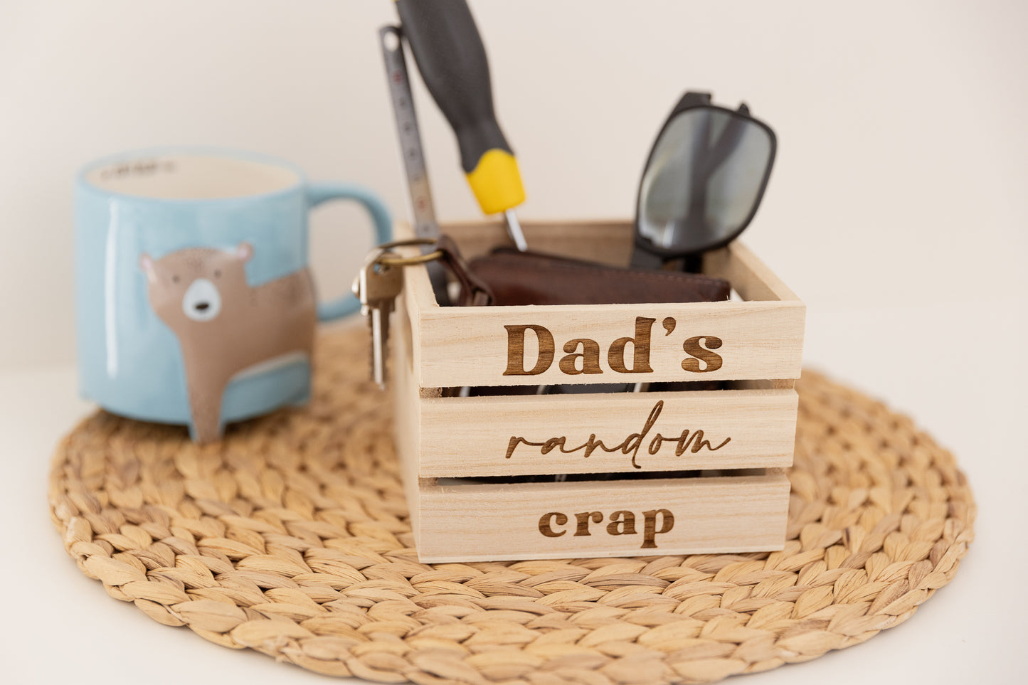 Small wooden crate for Dad's random crap - Gifts for dad