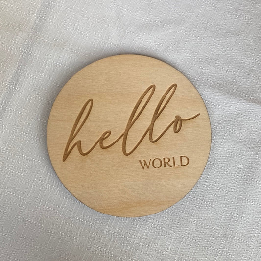 RTS Hello World Wooden engraved Announcement Plaque