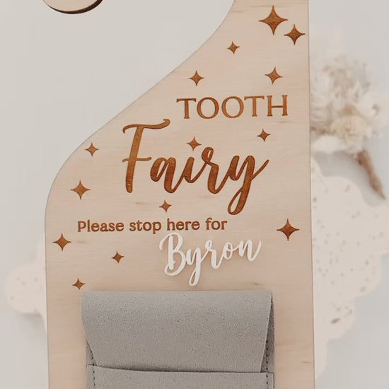 Tooth Fairy Door hanger with pouch personalised with childs name