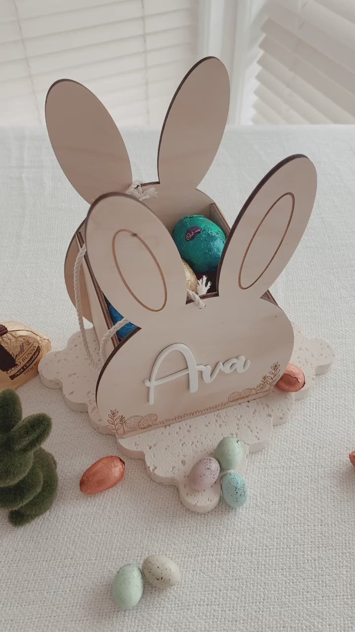 Easter Bunny Basket crate wooden personalised