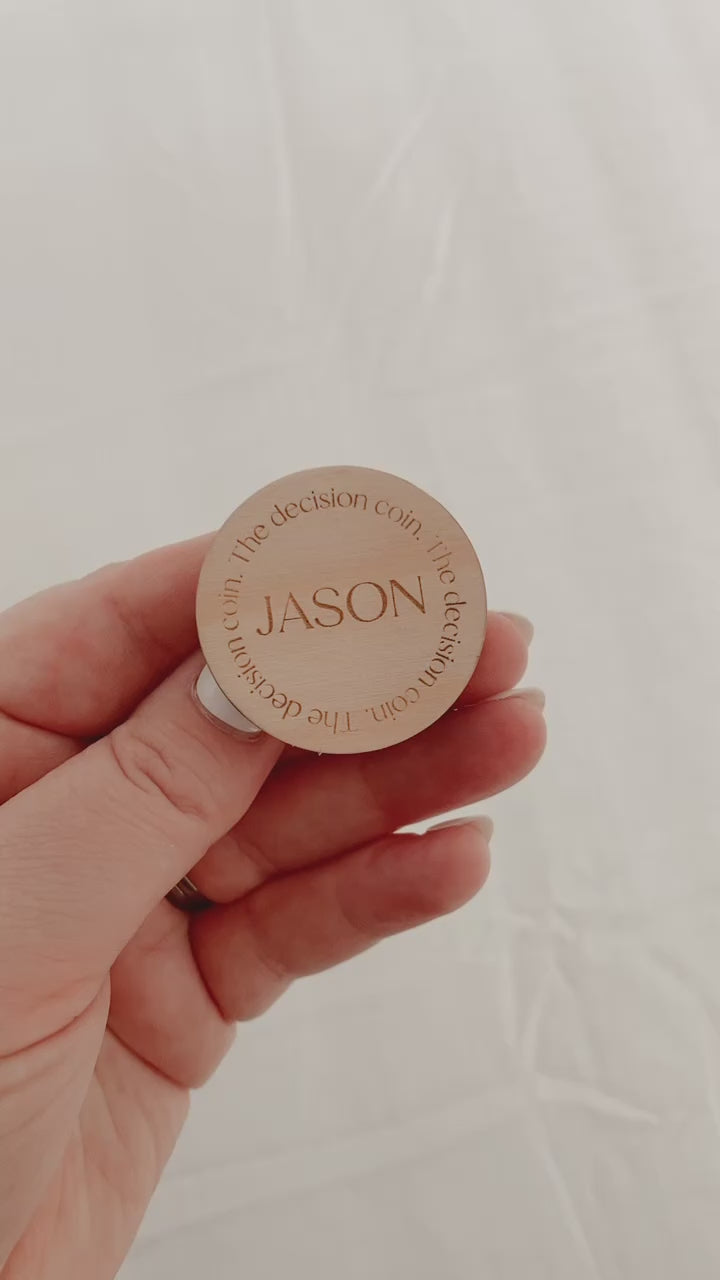 Wooden Engraved Decision Coin, decision flip coin, gifts for the couple