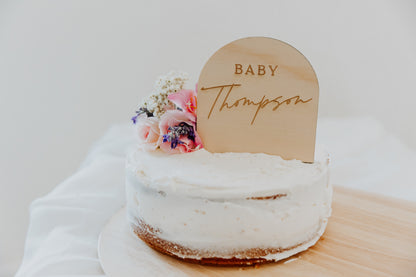 Custom Baby Shower Cake Topper Engraved Wood