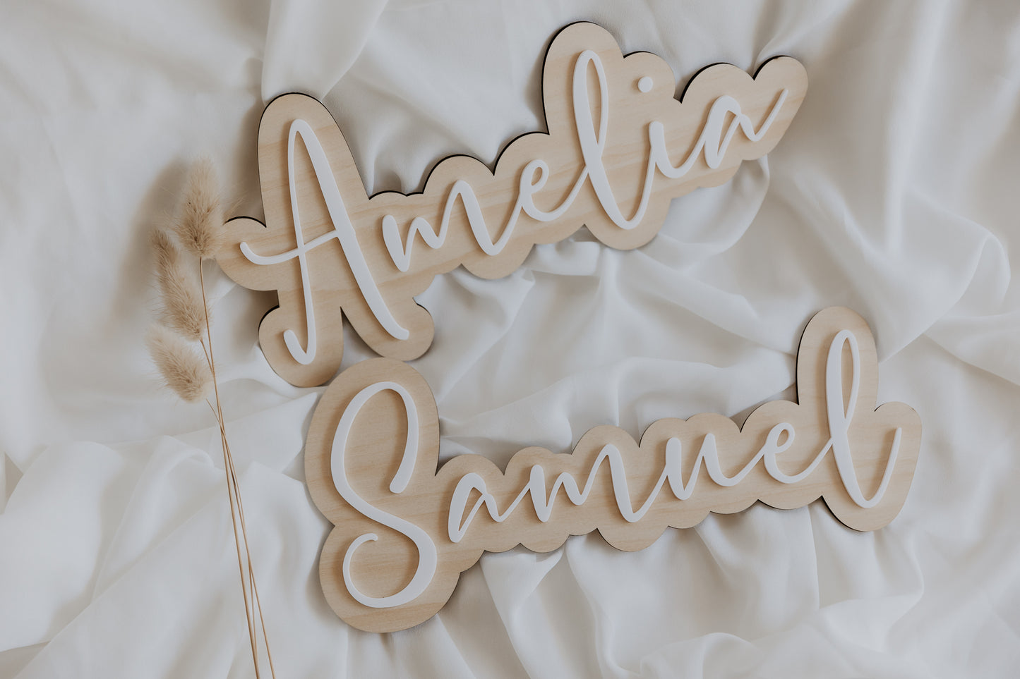 Double Layer Wooden Name Plaque