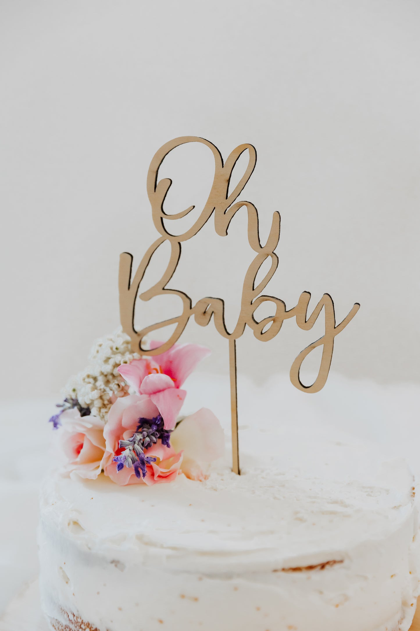 Oh Baby Wooden Baby Shower Cake Topper