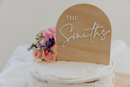 Arch Wedding Cake Topper Pine - The "Surname's"