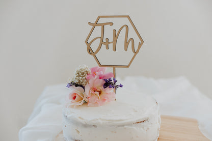 Hexagon Wedding Cake Topper